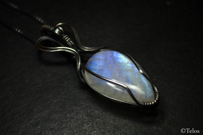 Sterling Silver Rainbow Moonstone Necklace