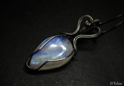 Sterling Silver Rainbow Moonstone Necklace