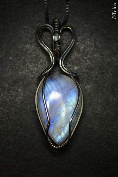 Sterling Silver Rainbow Moonstone Necklace