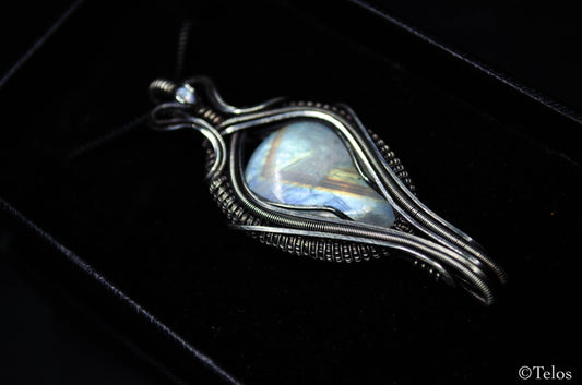 Sterling Silver rainbow Moonstone necklace