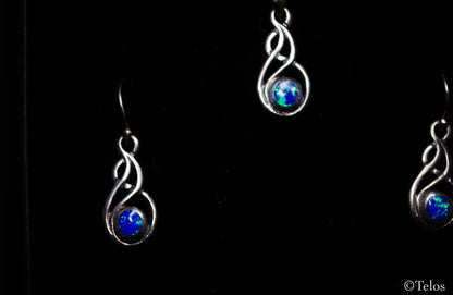 Sterling Silver Opal Necklace and Earrings set