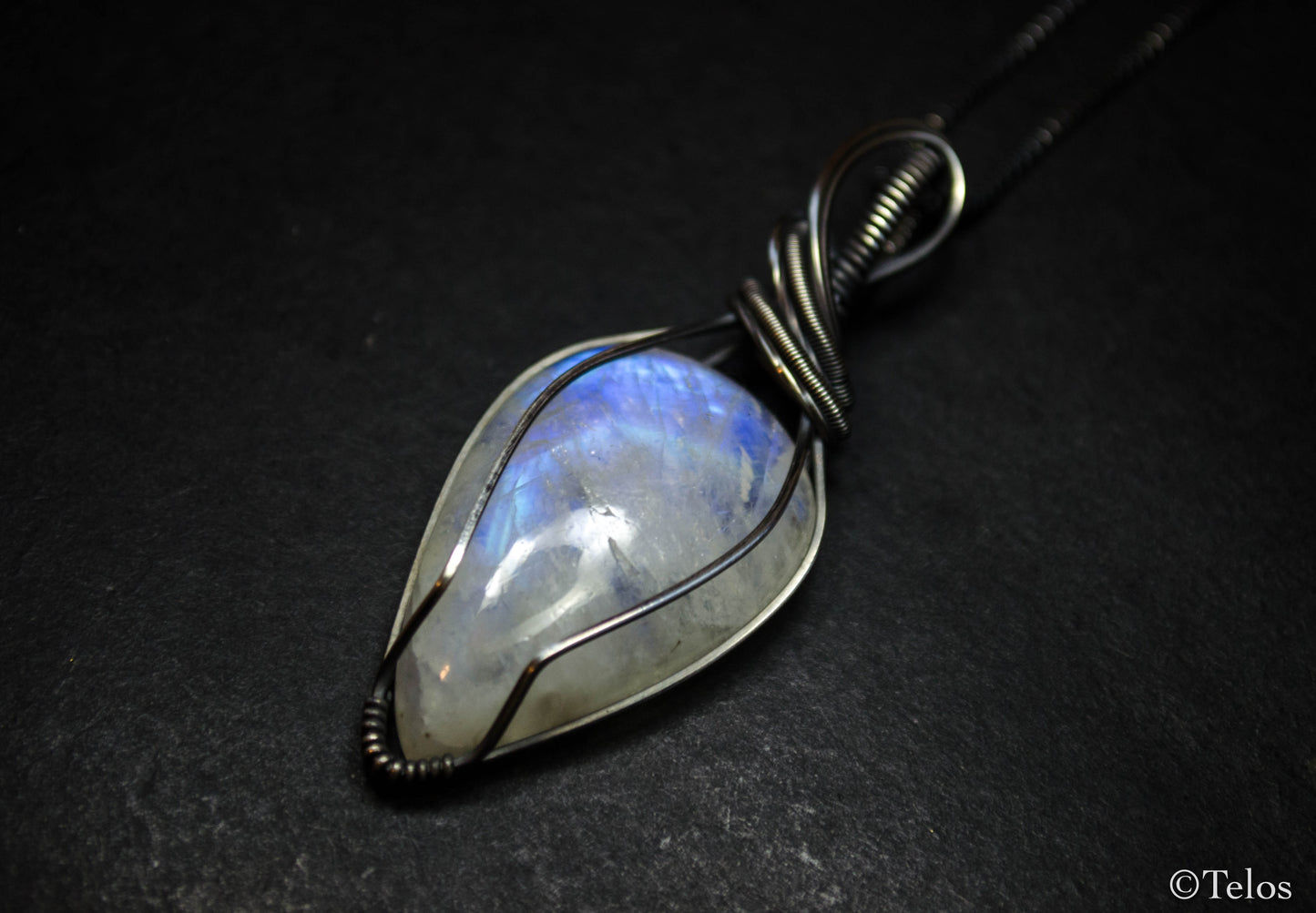 Sterling Silver Rainbow Moonstone Necklace