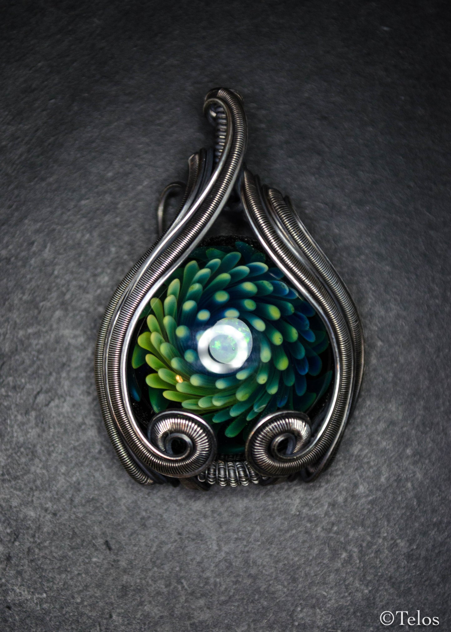 Fumed Glass Sterling Silver necklace