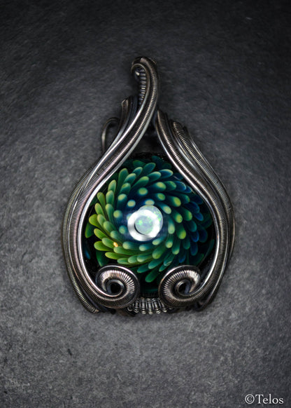 Fumed Glass Sterling Silver necklace