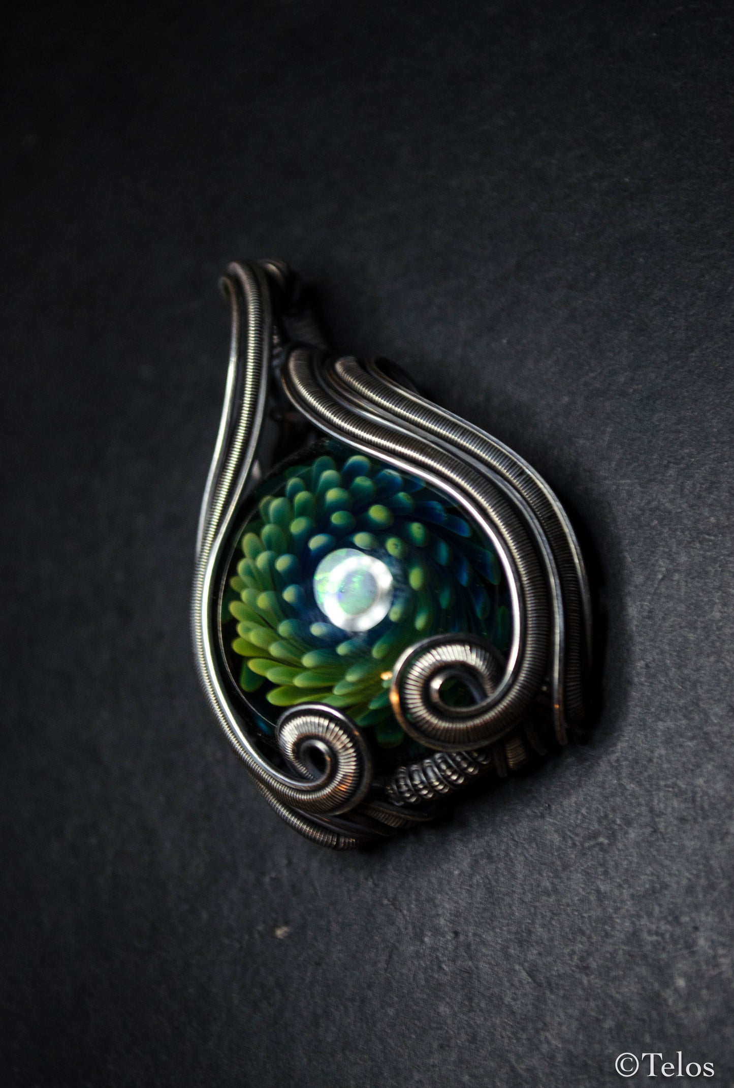 Fumed Glass Sterling Silver necklace