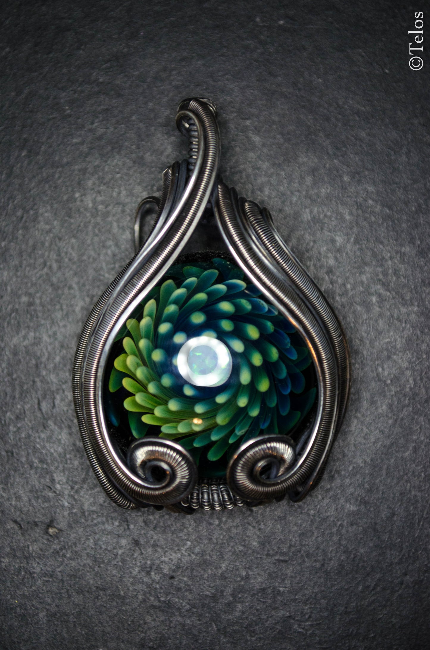 Fumed Glass Sterling Silver necklace