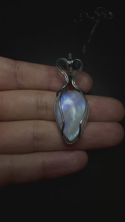 Sterling Silver Rainbow Moonstone Necklace