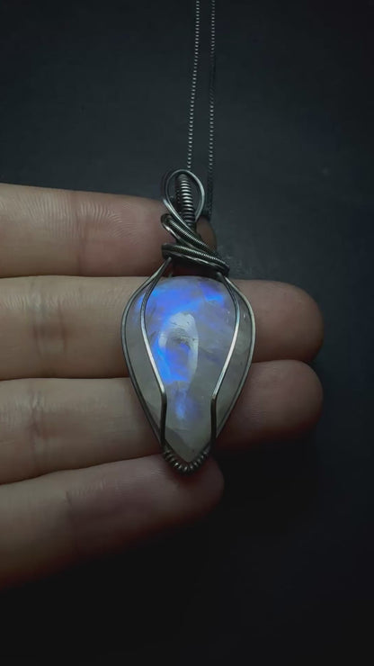 Sterling Silver Rainbow Moonstone Necklace