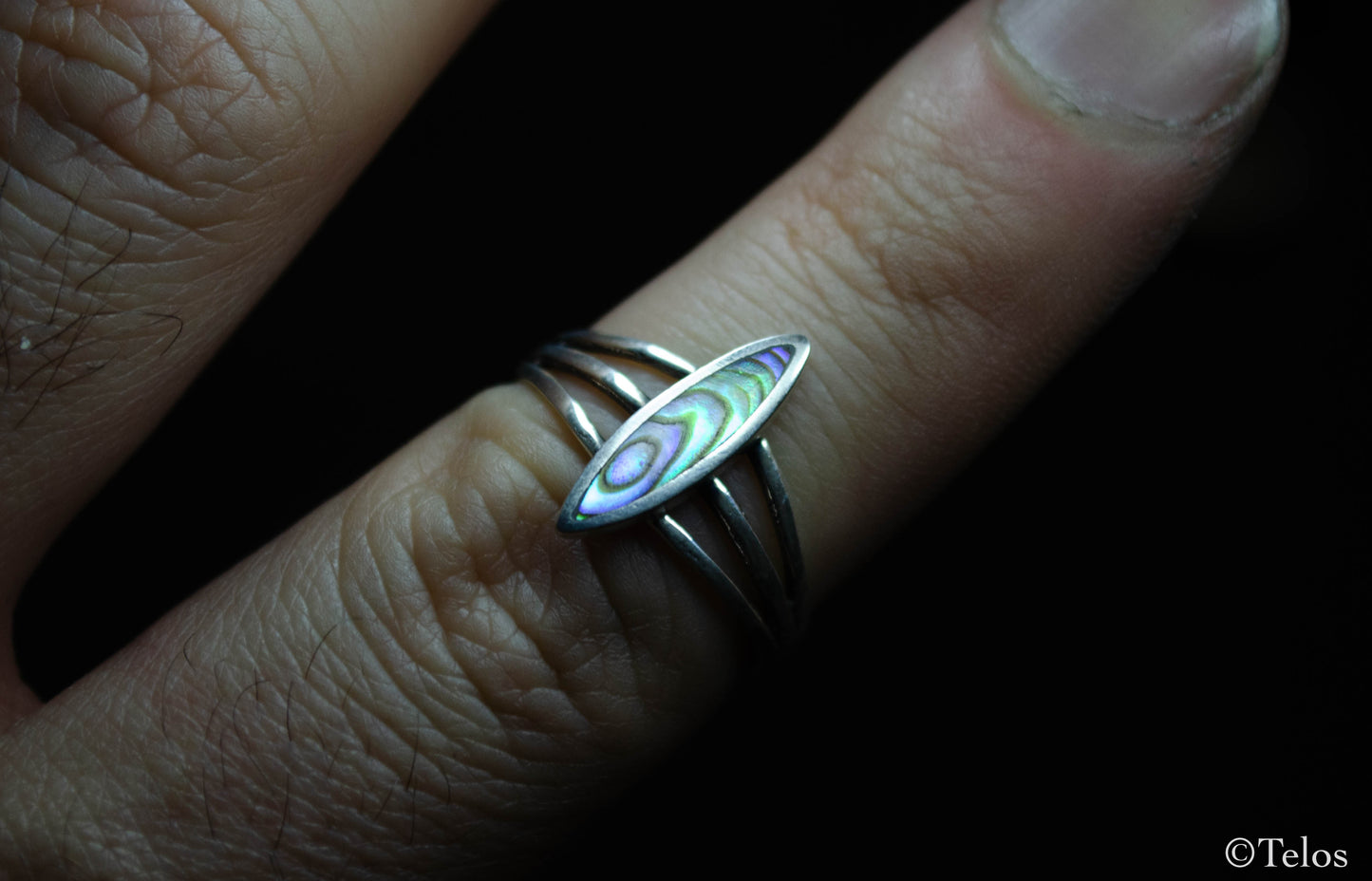 Sterling Silver Abalone Sea shell ring