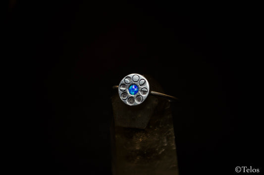 Sterling Silver Opal Moon Phases Ring