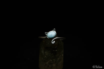 Sterling Silver Larimar Cat Ring