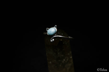 Sterling Silver Larimar Cat Ring