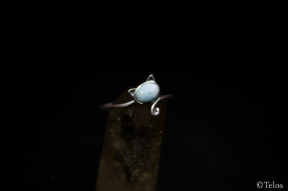 Sterling Silver Larimar Cat Ring