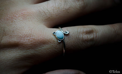 Sterling Silver Larimar Cat Ring